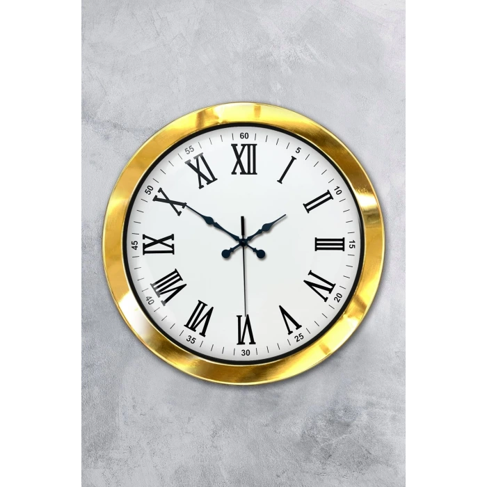 36 cm Gold Metal Roma Rakamlı Duvar Saati