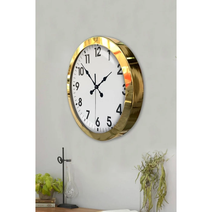 36 cm Gold Metal Standart Duvar Saati