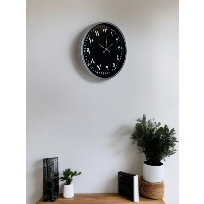36 Cm Gri Arapça Rakamlı Duvar Saati