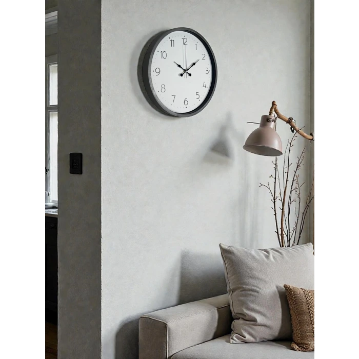 36 Cm Gri Dekoratif Duvar Saati