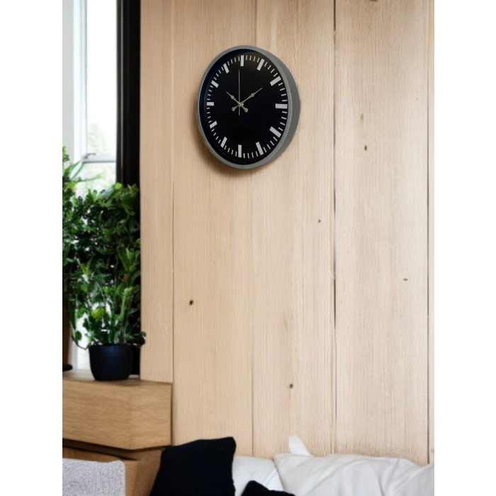 36 Cm Gri Dekoratif Duvar Saati