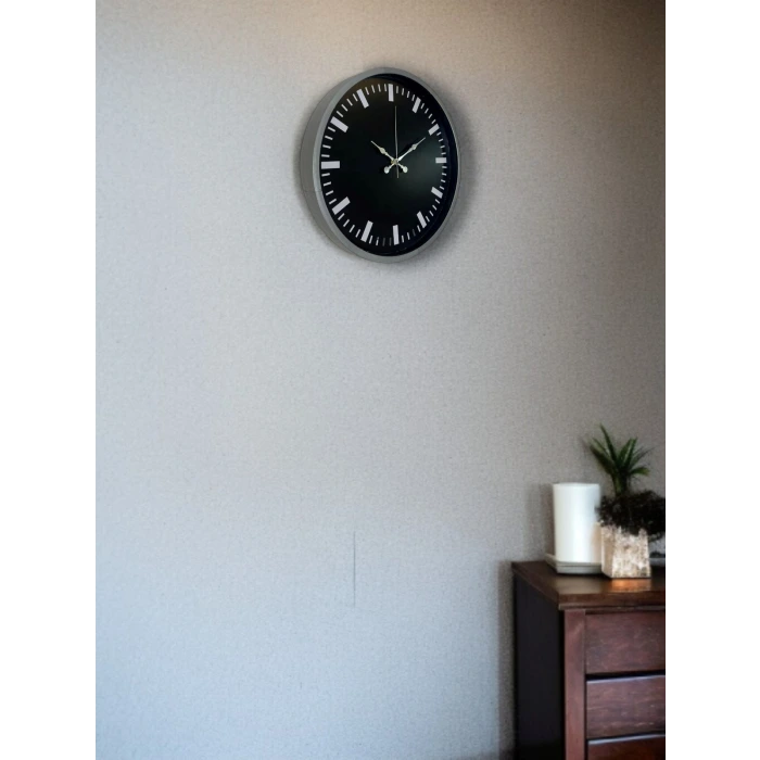 36 Cm Gri Dekoratif Duvar Saati