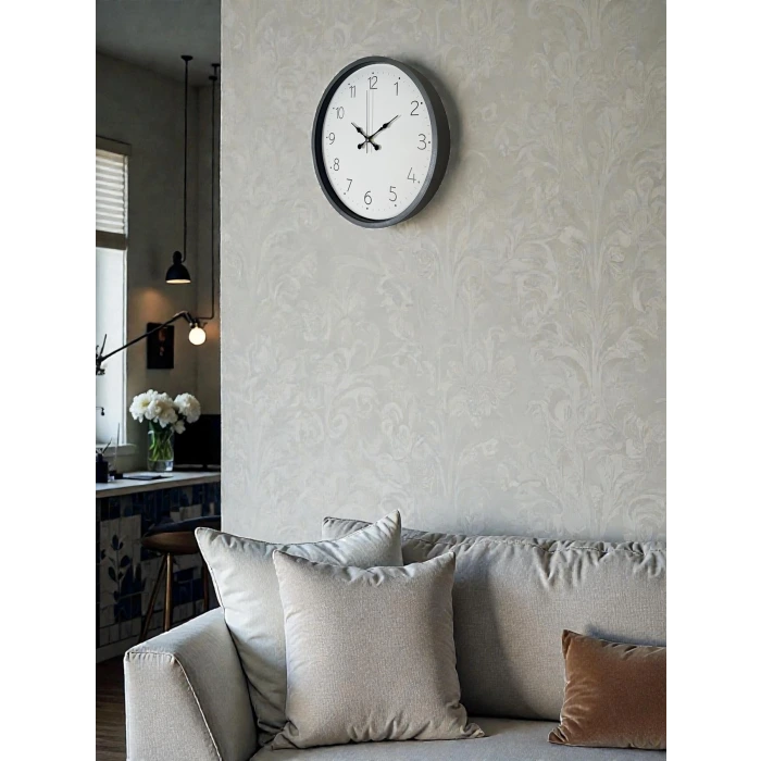 36 Cm Gri Dekoratif Duvar Saati