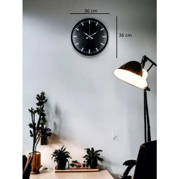 36 Cm Gri Dekoratif Duvar Saati