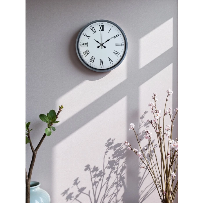 36 Cm Gri Roma Rakamlı Duvar Saati