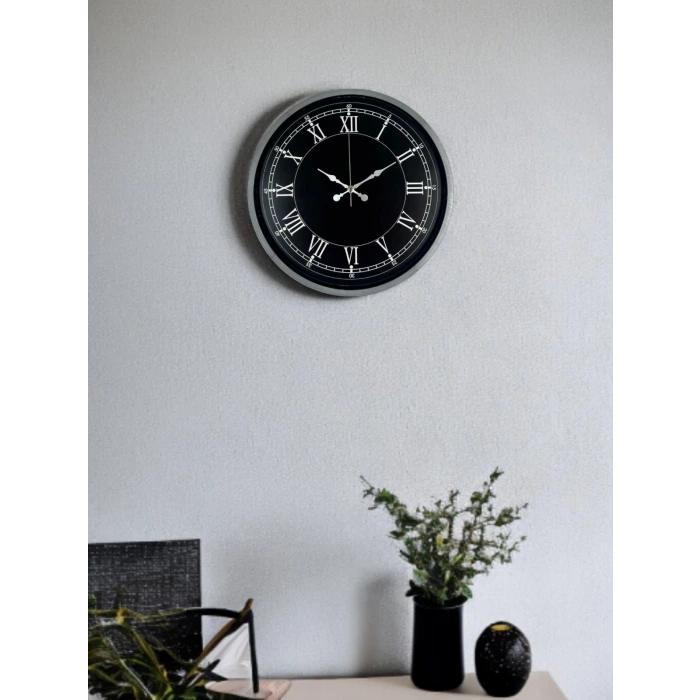 36 Cm Gri Roma Rakamlı Zarif Duvar Saati