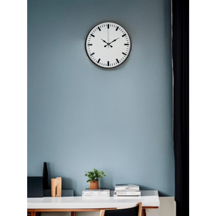 36 Cm Gri Sade Dekoratif Duvar Saati