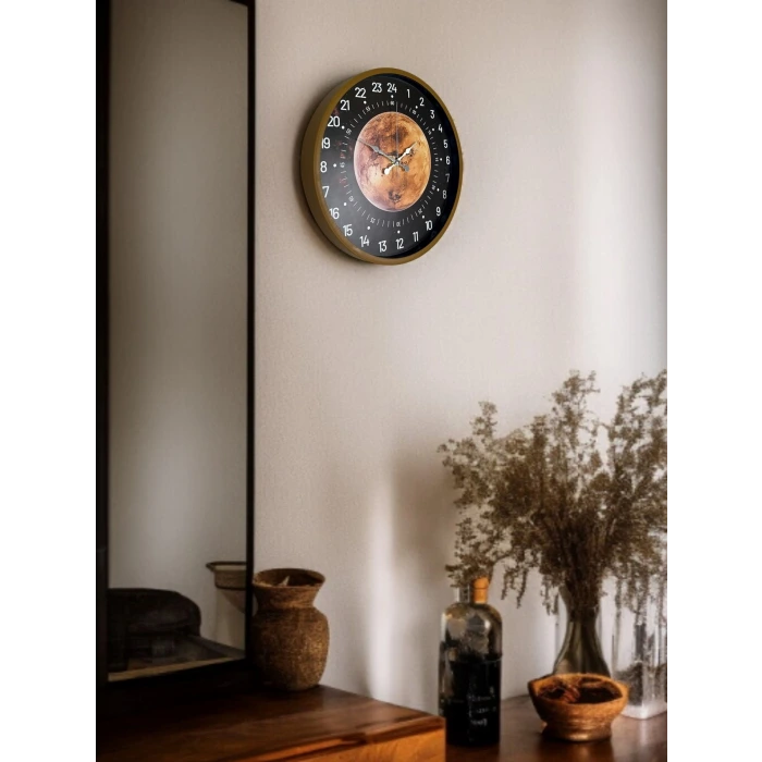 36 Cm Kahverengi 24 Saat Göstergeli Duvar Saati