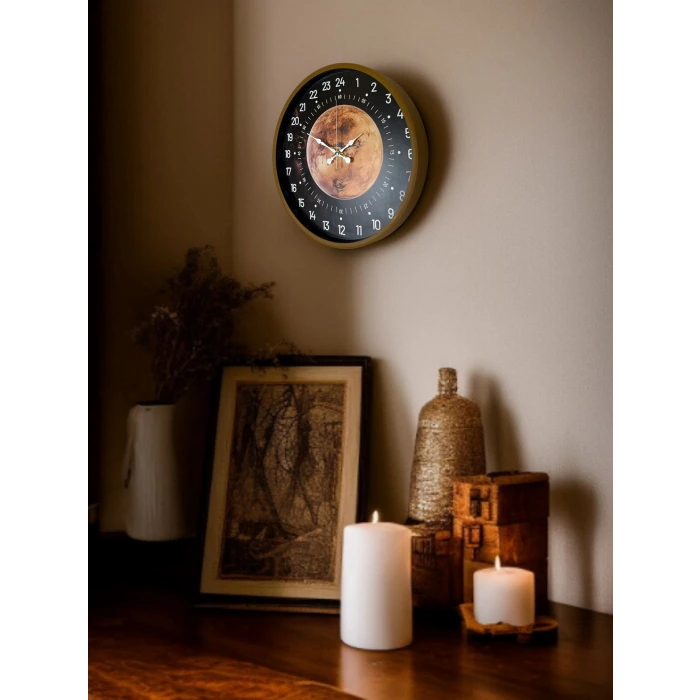 36 Cm Kahverengi 24 Saat Göstergeli Duvar Saati