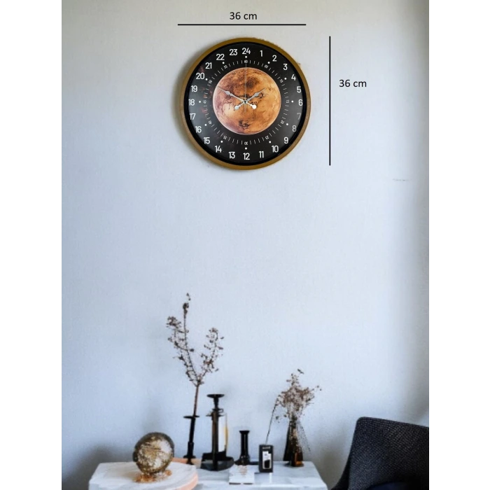 36 Cm Kahverengi 24 Saat Göstergeli Duvar Saati