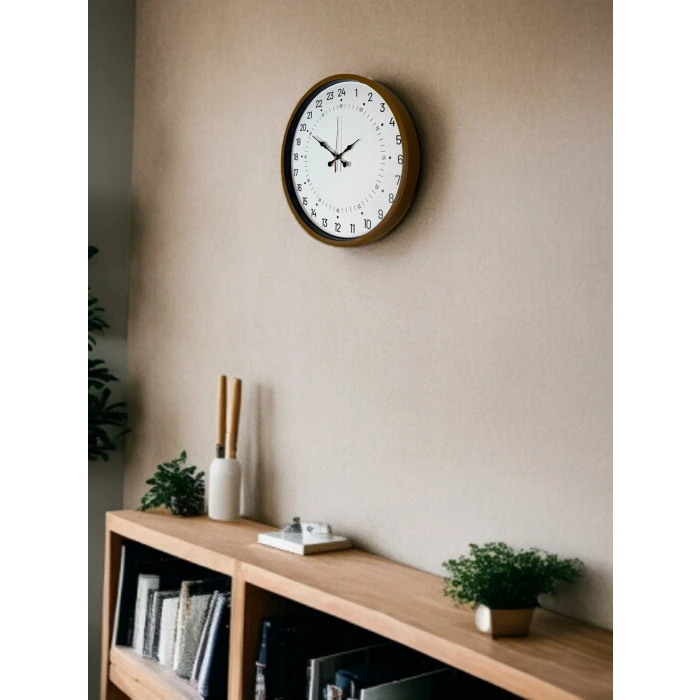 36 Cm Kahverengi 24 Saat Göstergeli Özel Tasarım Duvar Saati