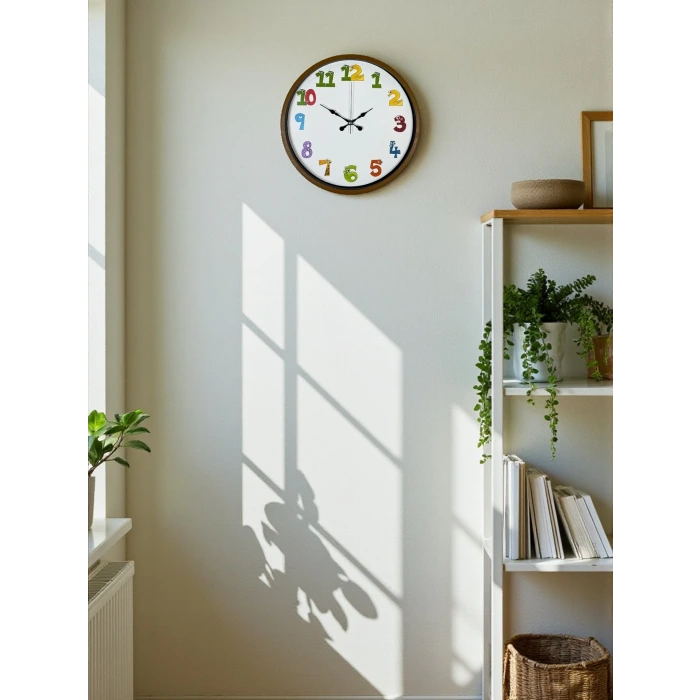 36 Cm Kahverengi Çocuk Odası Duvar Saati