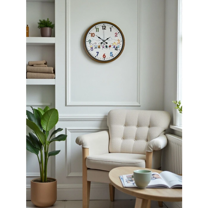36 Cm Kahverengi Çocuk Odası Duvar Saati