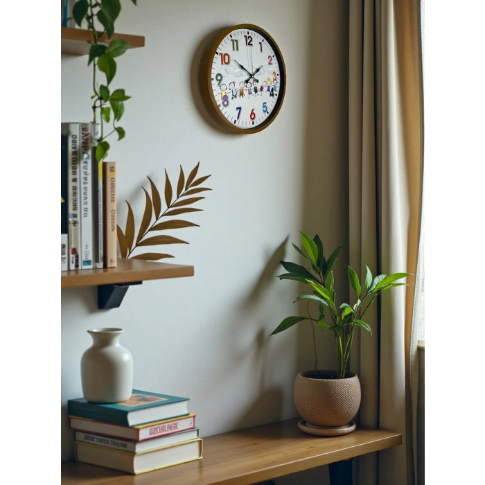 36 Cm Kahverengi Çocuk Odası Duvar Saati