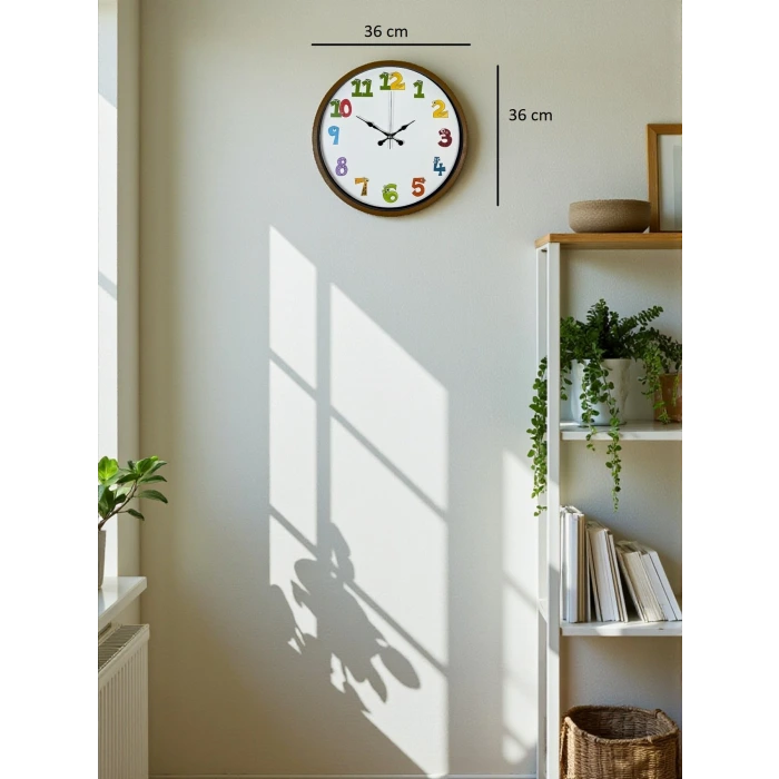 36 Cm Kahverengi Çocuk Odası Duvar Saati