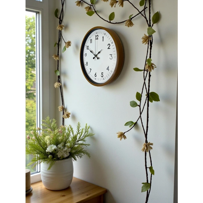 36 Cm Kahverengi Dekoratif Duvar Saati