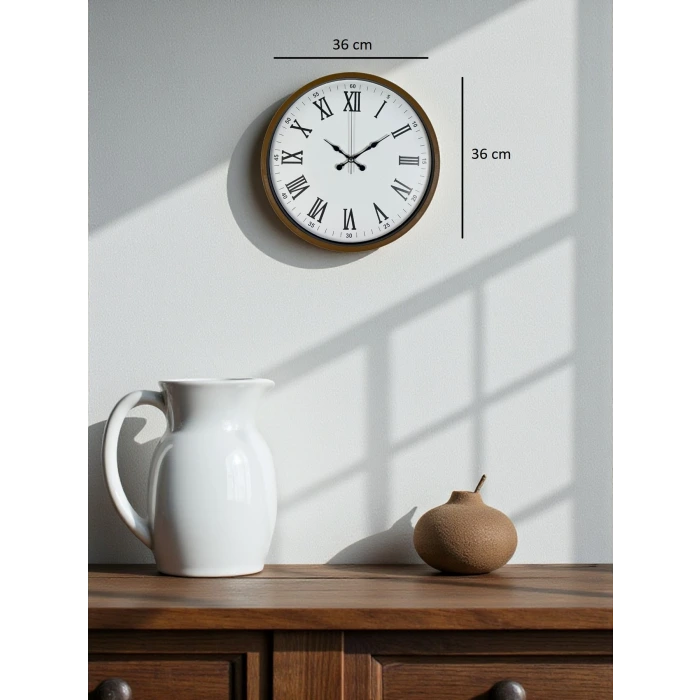 36 Cm Kahverengi Dekoratif Duvar Saati