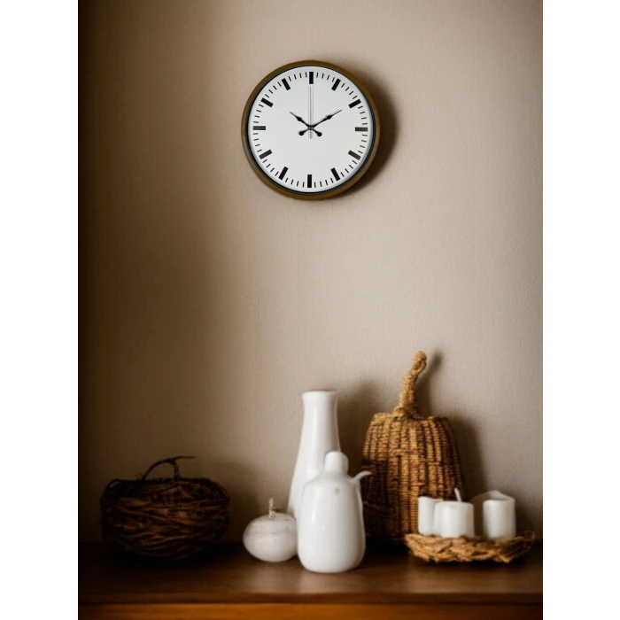 36 Cm Kahverengi Dekoratif Şık Duvar Saati