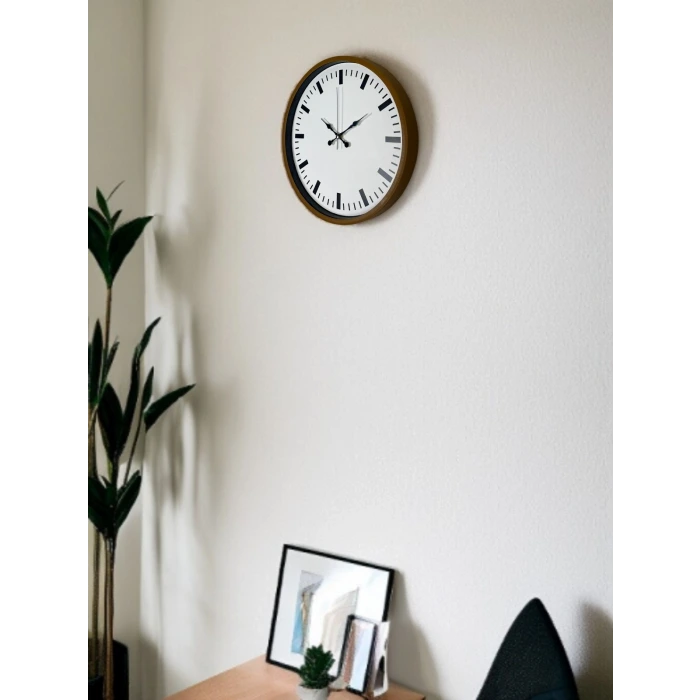 36 Cm Kahverengi Dekoratif Şık Duvar Saati