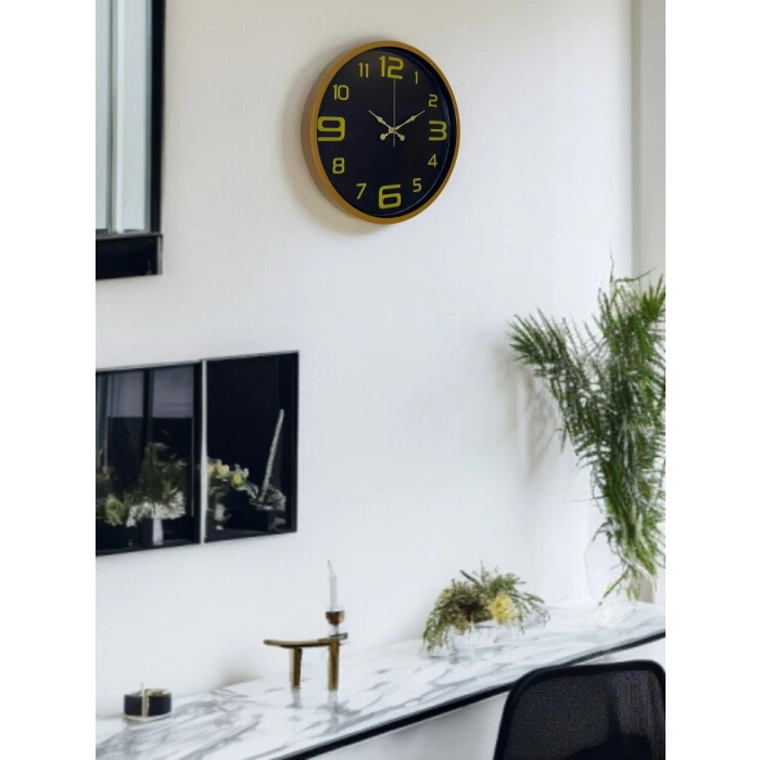 36 Cm Kahverengi Gold Rakamlı Duvar Saati