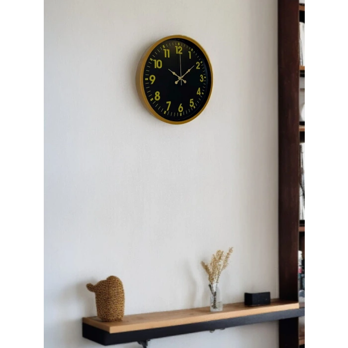 36 Cm Kahverengi Gold Rakamlı Duvar Saati