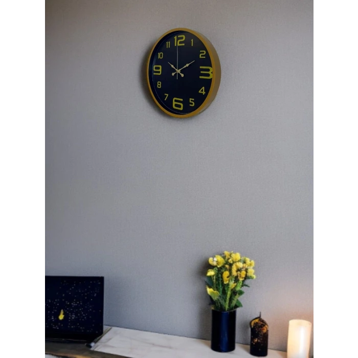 36 Cm Kahverengi Gold Rakamlı Duvar Saati