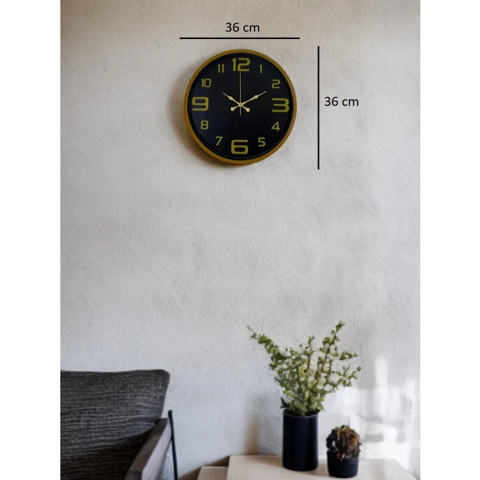 36 Cm Kahverengi Gold Rakamlı Duvar Saati