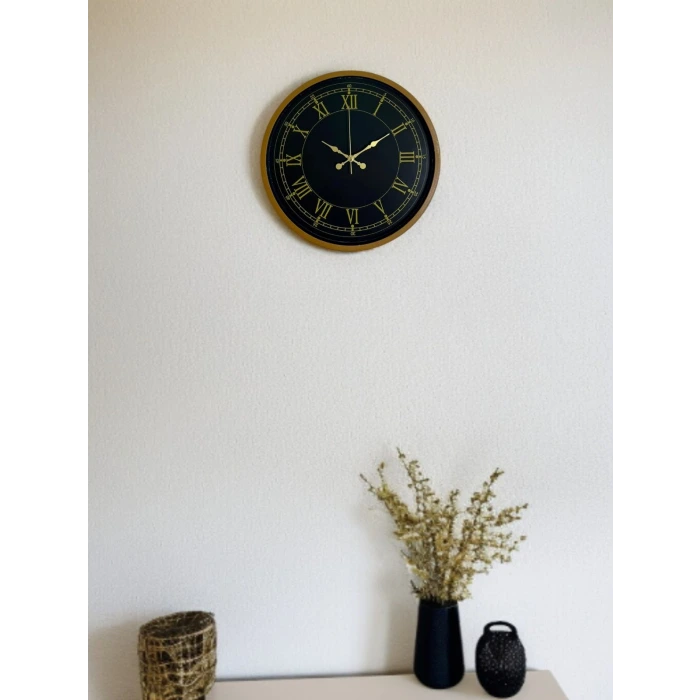 36 Cm Kahverengi Gold Roma Rakamlı Duvar Saati