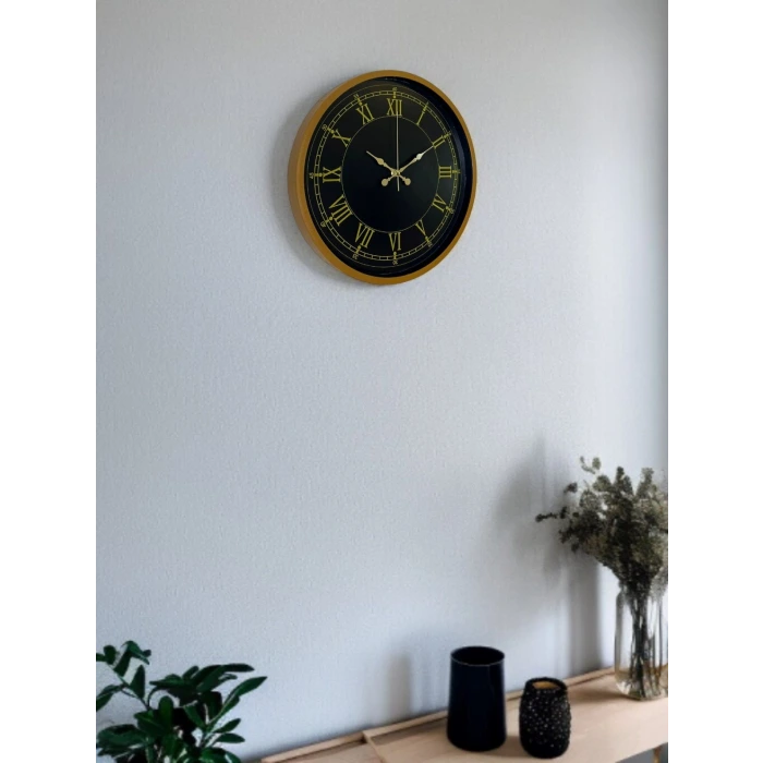 36 Cm Kahverengi Gold Roma Rakamlı Duvar Saati