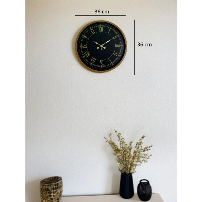36 Cm Kahverengi Gold Roma Rakamlı Duvar Saati