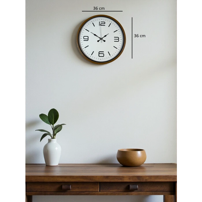 36 Cm Kahverengi Modern Dekoratif Duvar Saati
