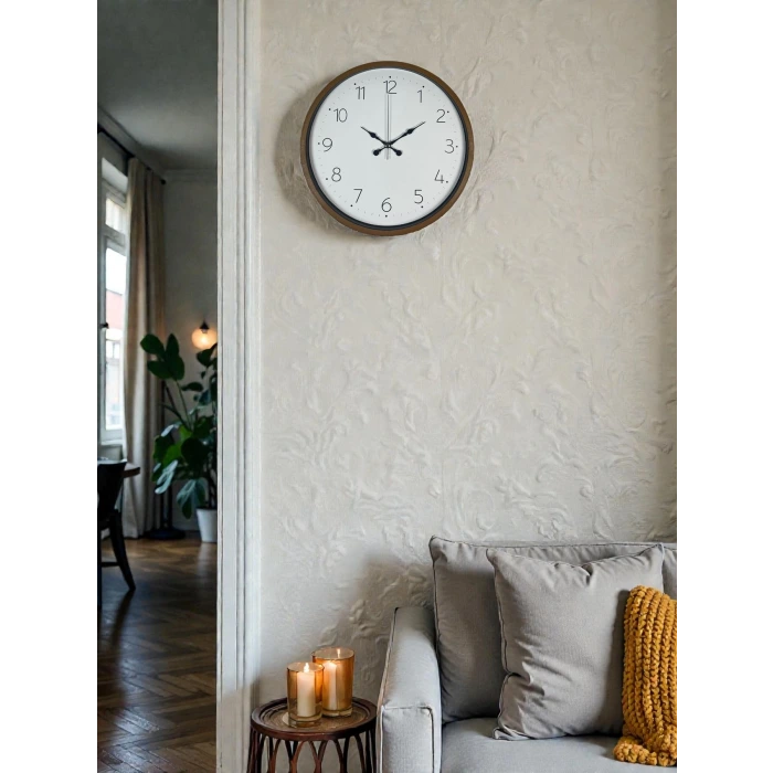 36 Cm Kahverengi Sade Dekoratif Duvar Saati