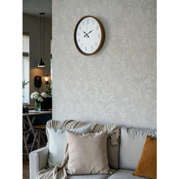 36 Cm Kahverengi Sade Dekoratif Duvar Saati