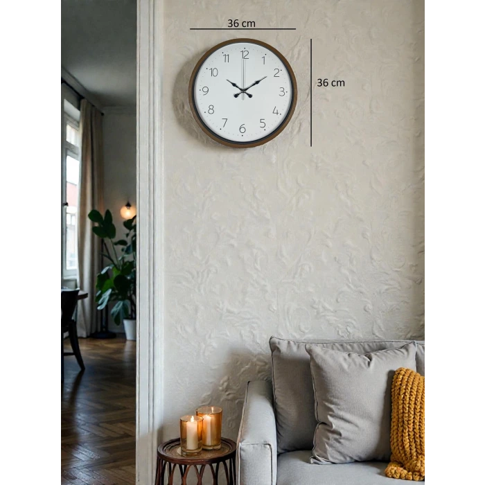 36 Cm Kahverengi Sade Dekoratif Duvar Saati