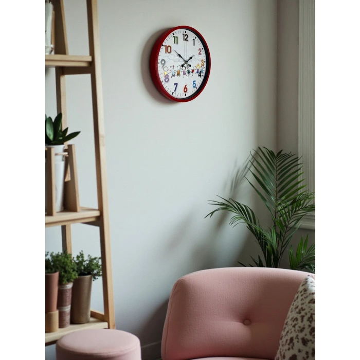 36 Cm Kırmızı Çocuk Odası Duvar Saati