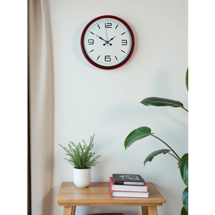 36 Cm Kırmızı Modern Dekoratif Duvar Saati