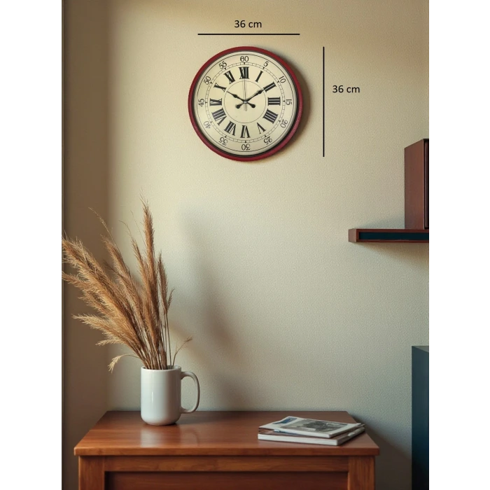 36 Cm Kırmızı Retro Duvar Saati