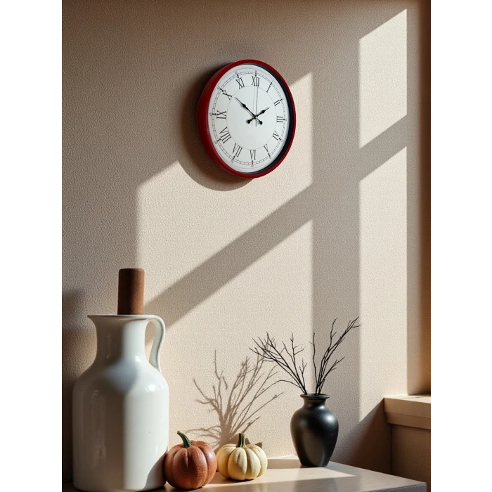 36 Cm Kırmızı Roma Rakamlı Duvar Saati
