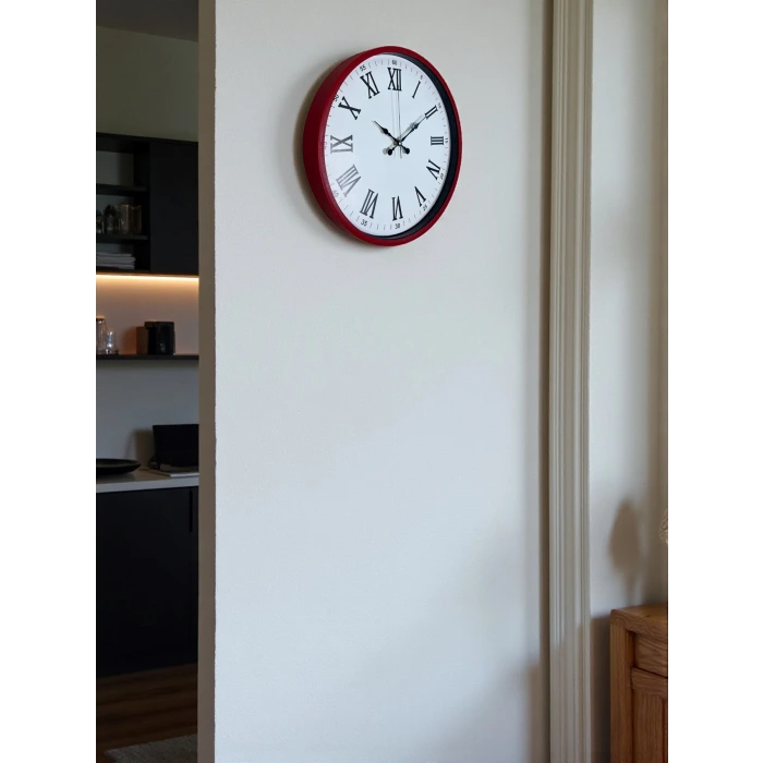36 Cm Kırmızı Roma Rakamlı Duvar Saati