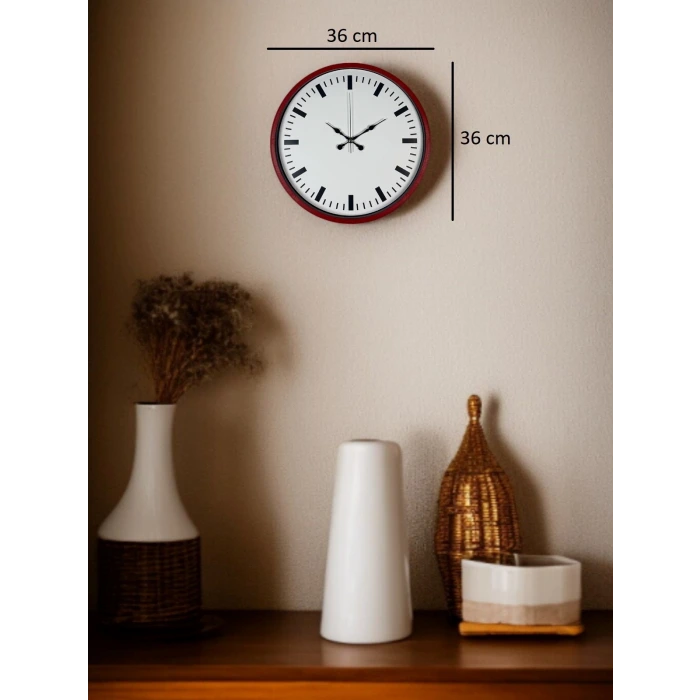 36 Cm Kırmızı Sade Dekoratif Duvar Saati
