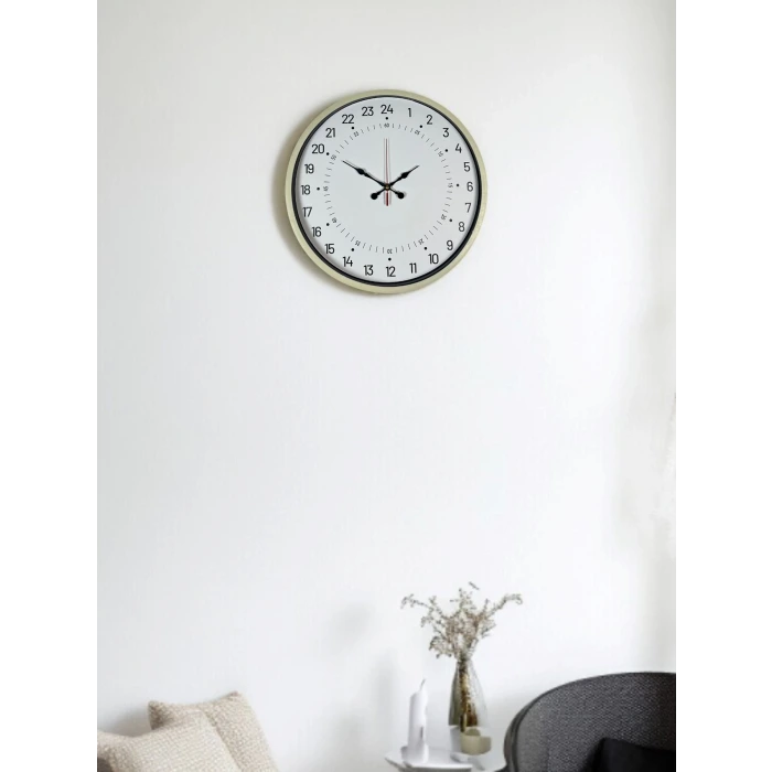 36 Cm Krem 24 Saat Göstergeli Duvar Saati