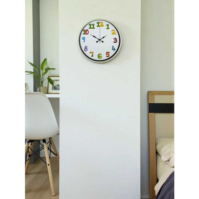 36 Cm Krem Çocuk Odası Duvar Saati