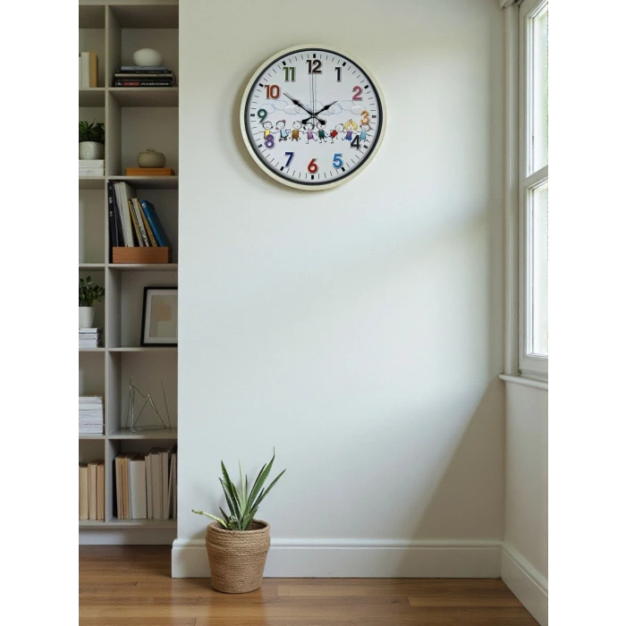 36 Cm Krem Çocuk Odası Duvar Saati