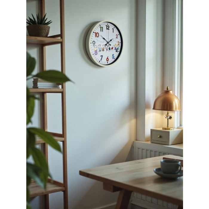 36 Cm Krem Çocuk Odası Duvar Saati