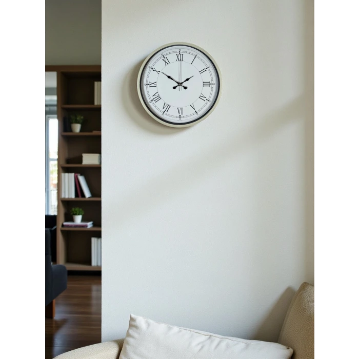 36 Cm Krem Dekoratif Duvar Saati