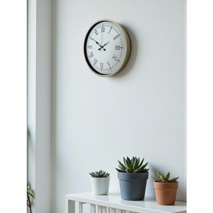 36 Cm Krem Dekoratif Duvar Saati