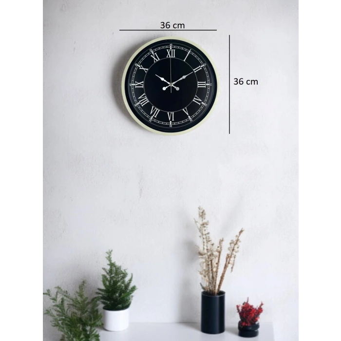 36 Cm Krem Dekoratif Duvar Saati