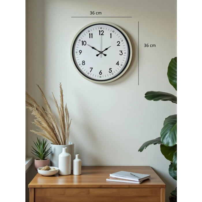 36 Cm Krem Dekoratif Duvar Saati