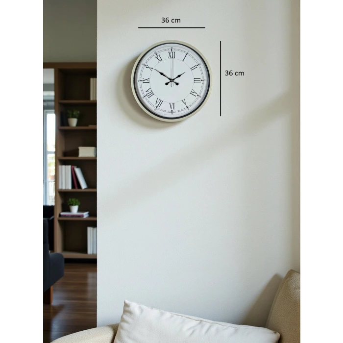 36 Cm Krem Dekoratif Duvar Saati