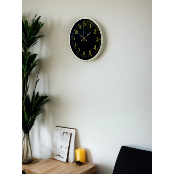 36 Cm Krem Gold Rakamlı Duvar Saati